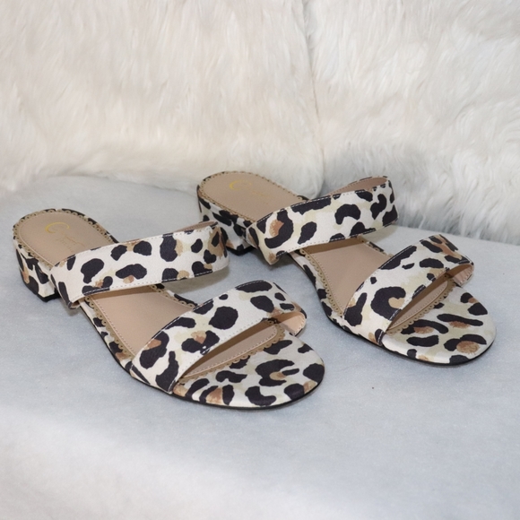 #8  Comfort Leopard Print Slide Sandals 10 Wide - Picture 1 of 8